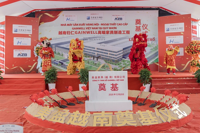 LỄ ĐỘNG THỔ NHÀ MÁY SX HÀNG NỘI-NGOẠI THẤT CAO CẤP GAINWELL VN TẠI QUY NHƠN